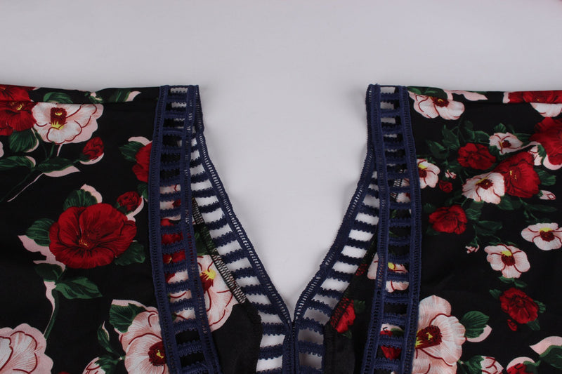 Backless V-neck Floral Short Sleeves Mini Dress - Landing Closet