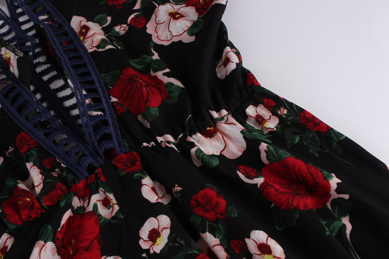 Backless V-neck Floral Short Sleeves Mini Dress - Landing Closet