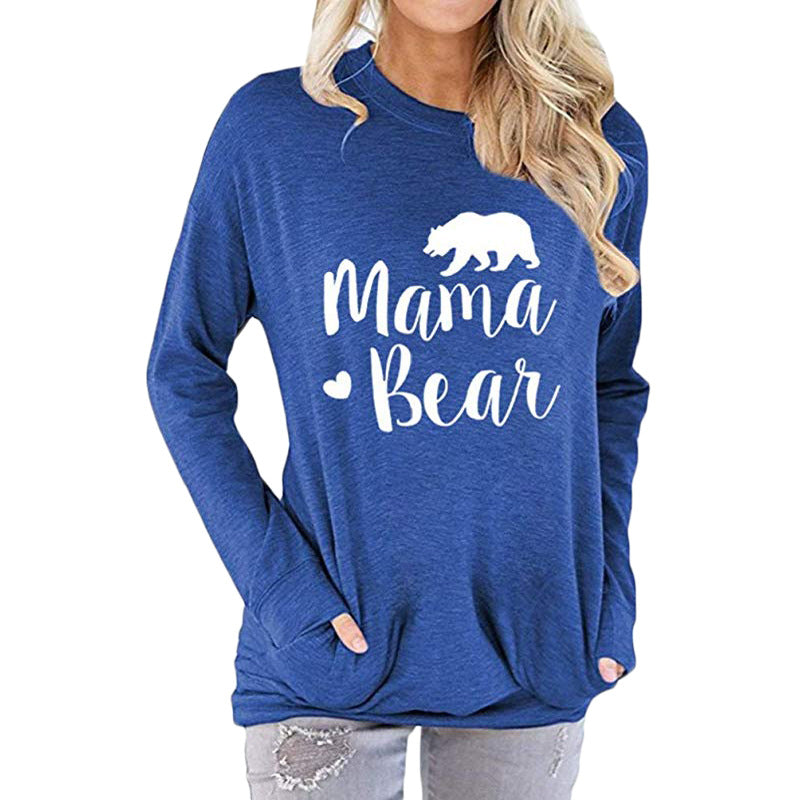 Crew Neck Mama Bear Printed Sweatshirt