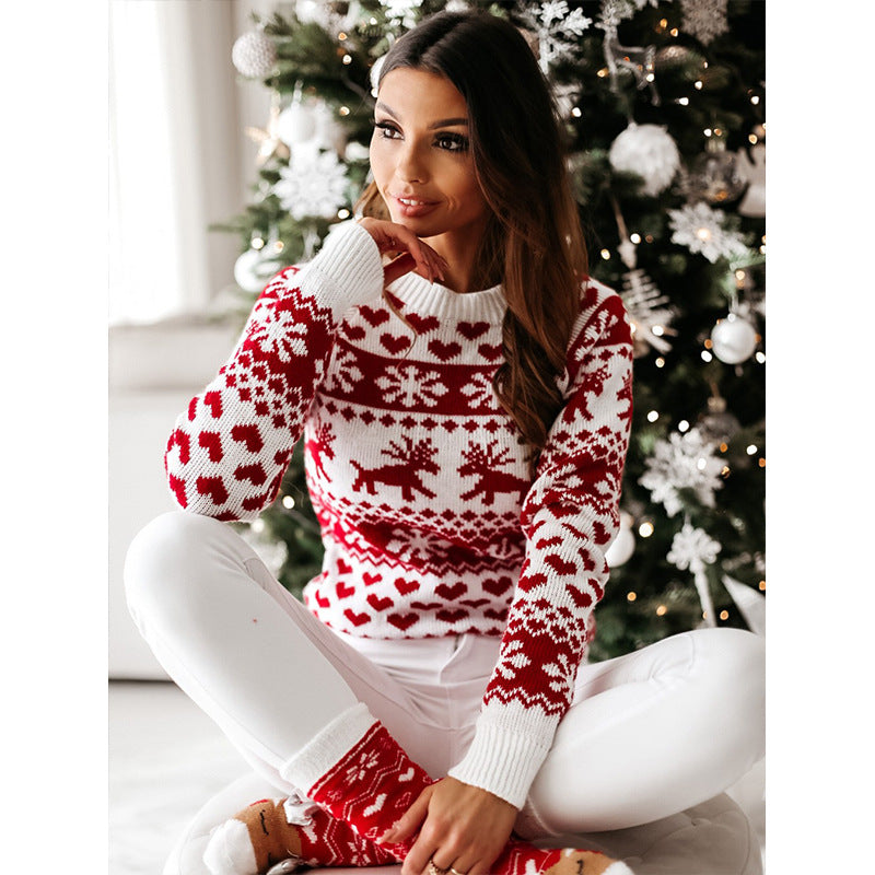 Casual Xmas Knitted Round Neck Sweater