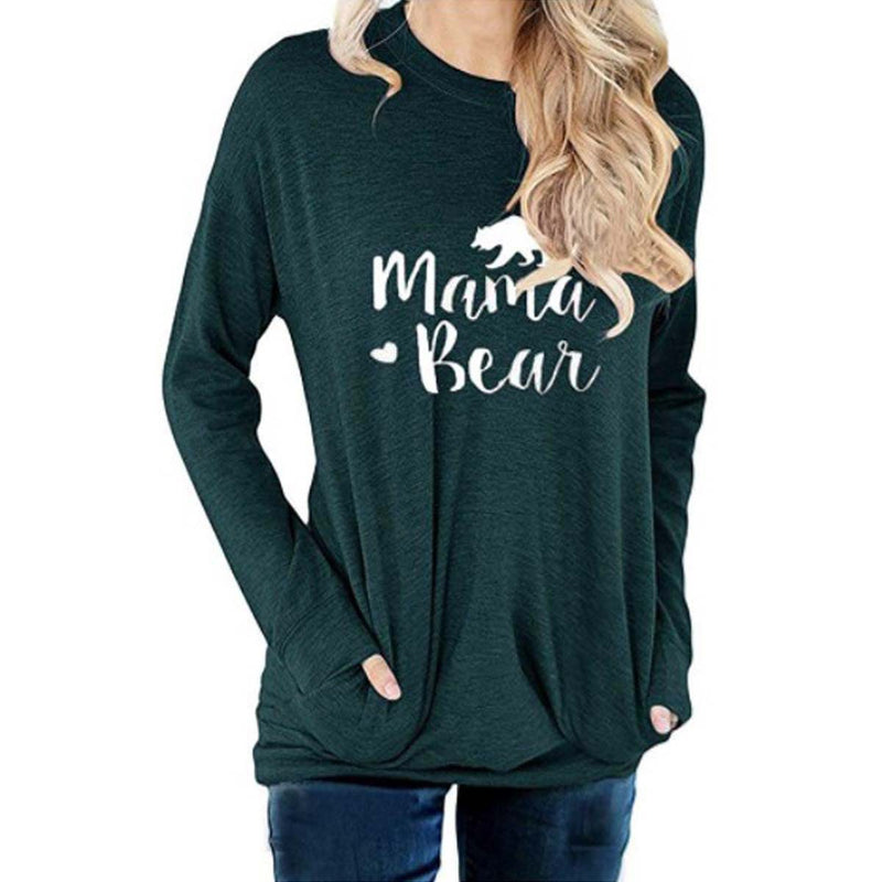 Crew Neck Mama Bear Printed Sweatshirt