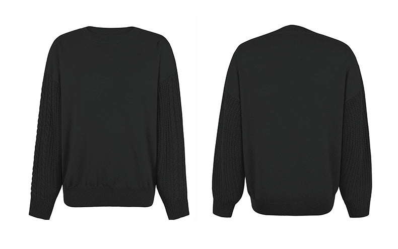 Casual O-Neck Long Sleeve Solid Loose Sweatshirt