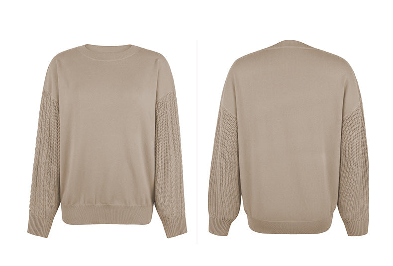 Casual O-Neck Long Sleeve Solid Loose Sweatshirt