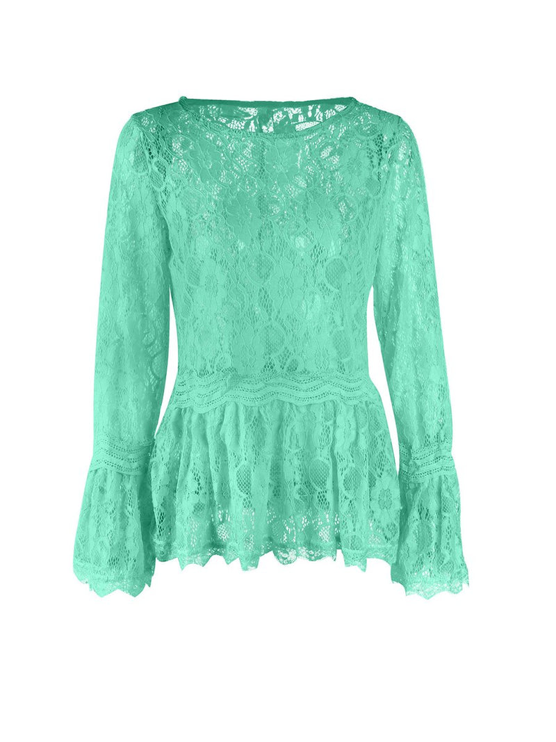 Lace Long Sleeves Round Neck Top