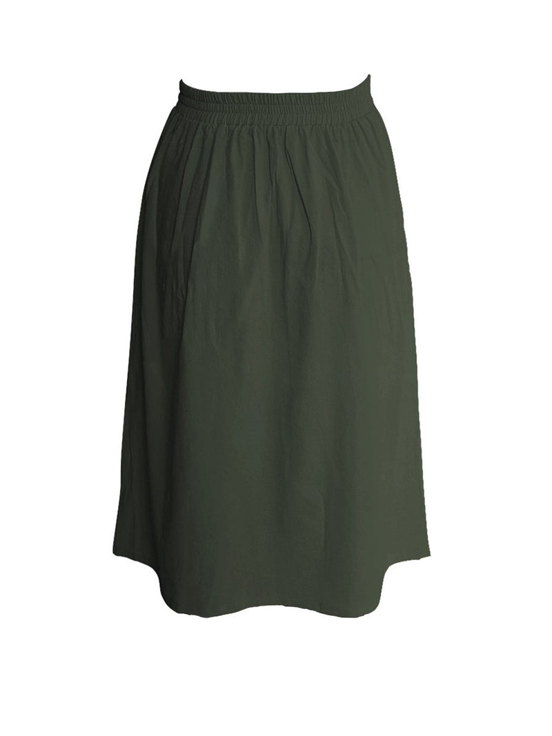 A-lined Buttons Knee Length Midi Skirt with Pockets - Landing Closet