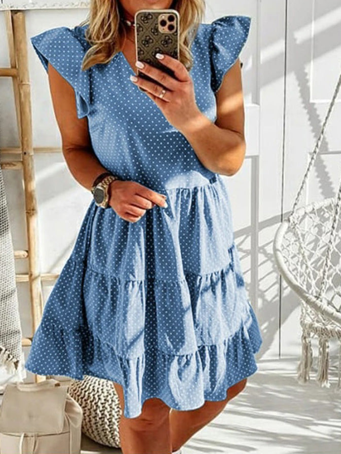Women's Dresses Polka Dot Print V-Neck Ruffle Mini Dress