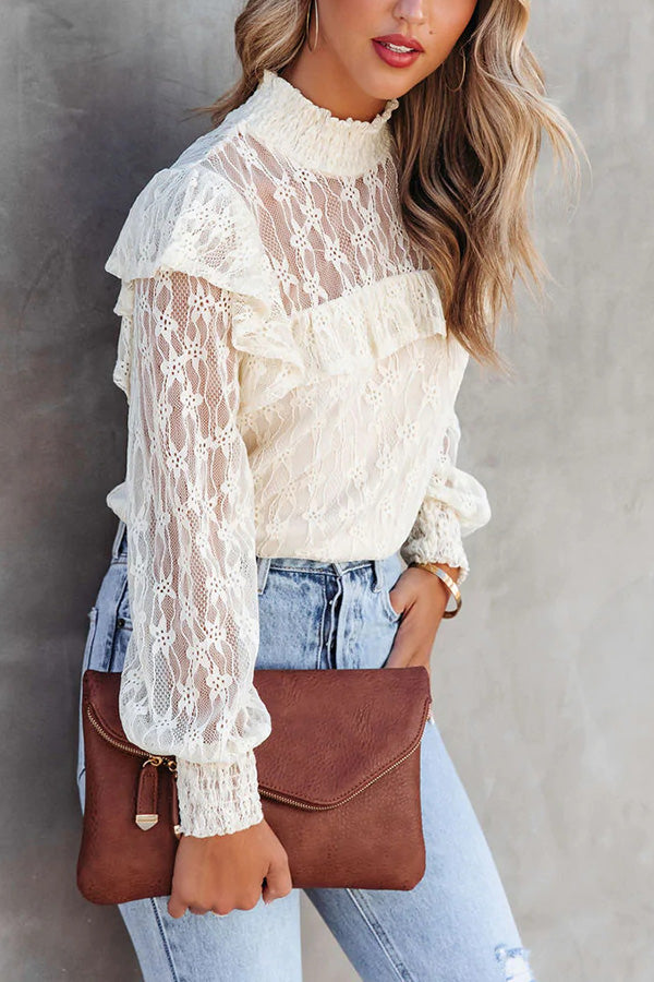 Novakiki Finding Romance Lace Ruffle Sleeve Blouse