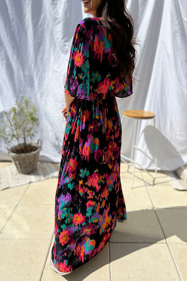 Capture Your Attention Printed Belt Maxi Dress