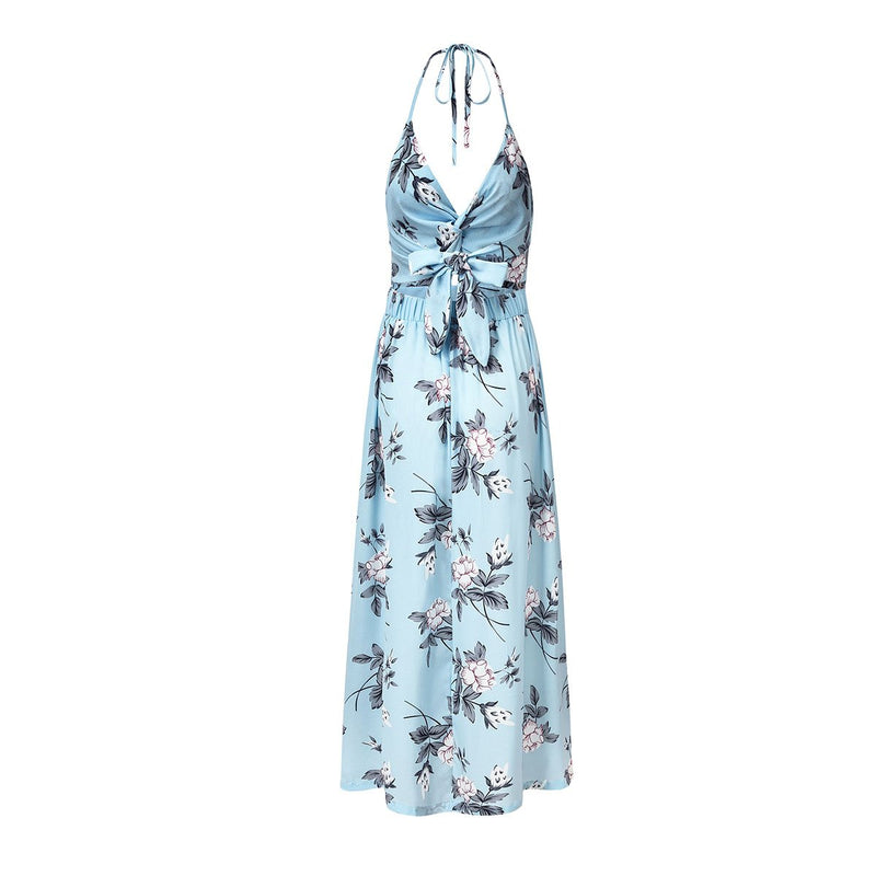 Strap V-neck Floral Maxi Dress
