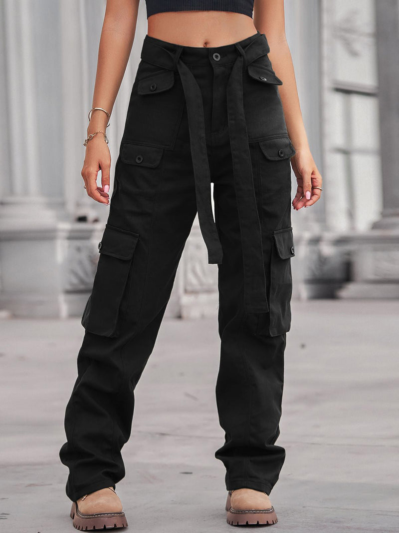 Women's Pants Tie Pocket Casual Cargo Pants