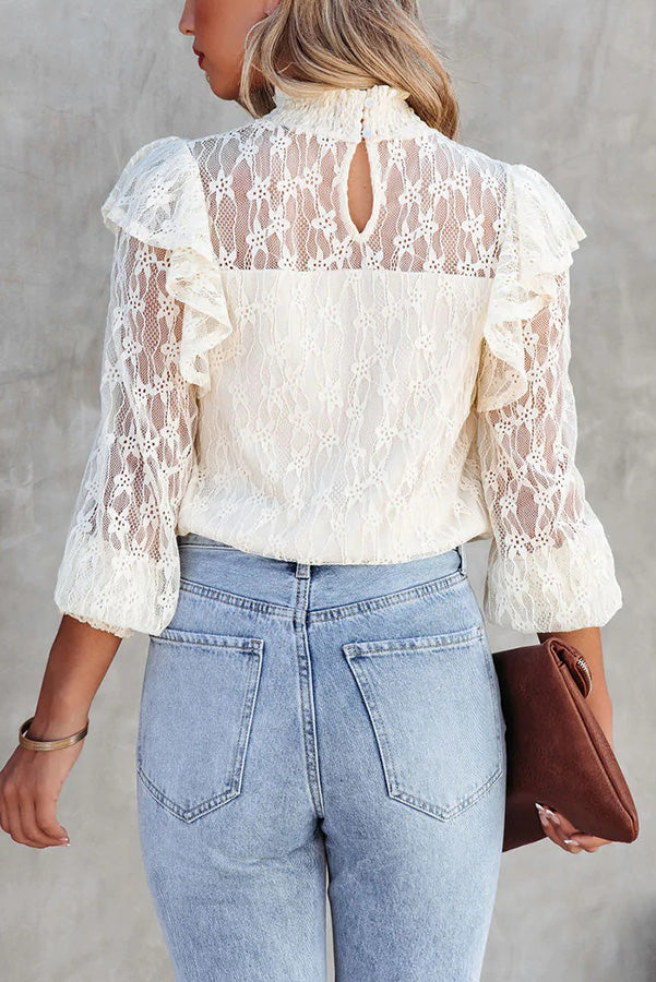 Novakiki Finding Romance Lace Ruffle Sleeve Blouse