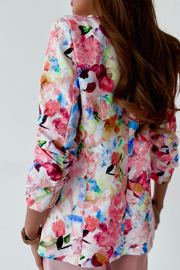 Free and True Floral Lapel Leisure Suit Blazer