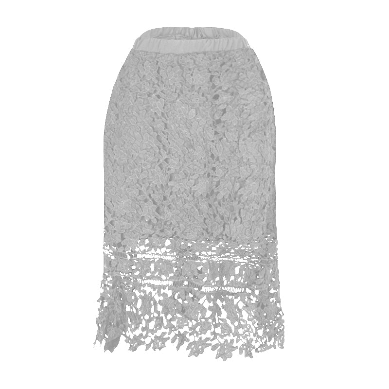 Elastic Waist Lace Midi Skirts