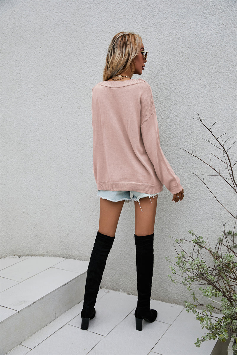 Round Neck Long Sleeve Loose Sweater Top