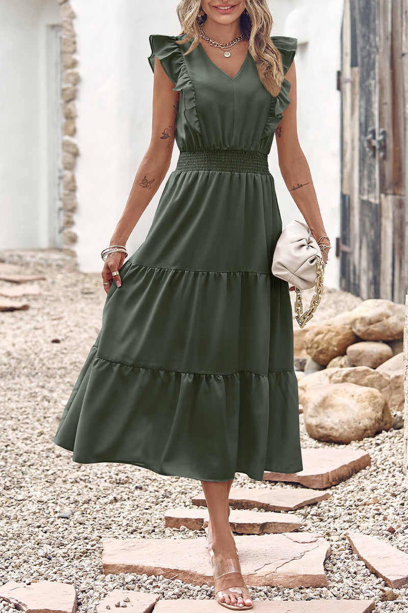 Sleeveless Tunic Tiered Flowy Midi Dress