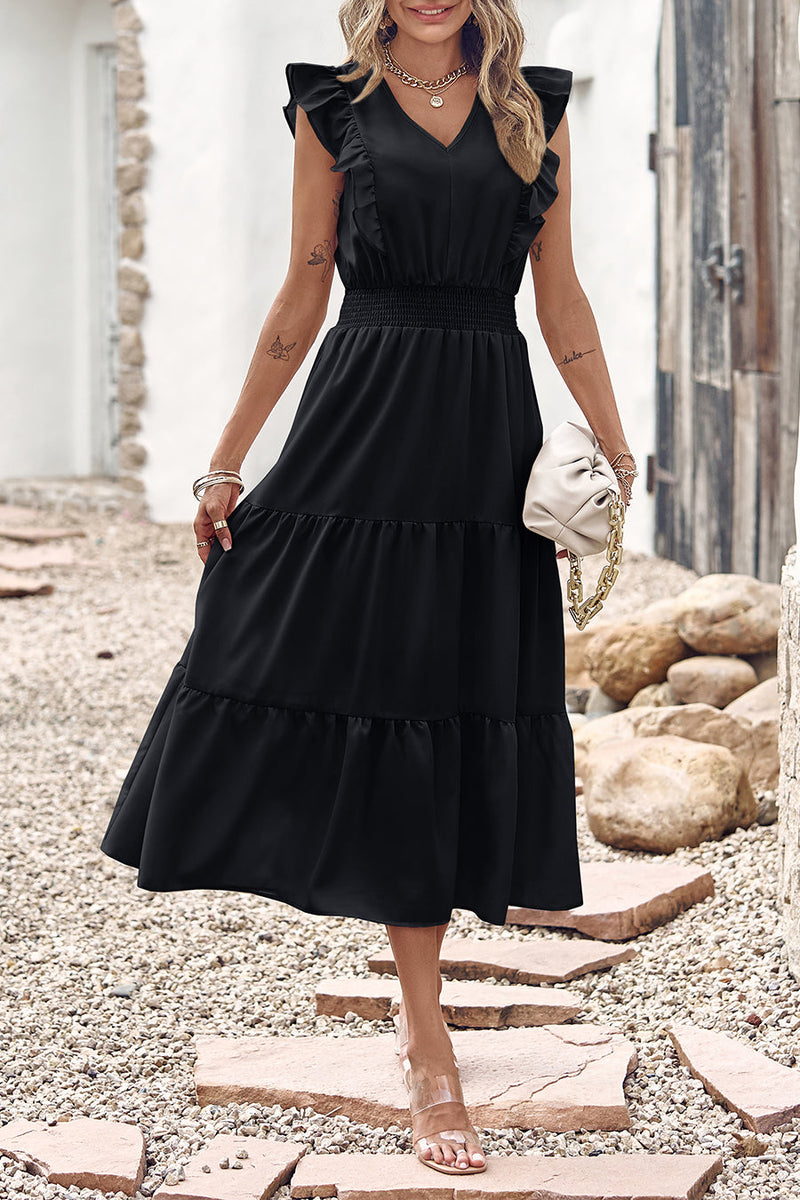 Sleeveless Tunic Tiered Flowy Midi Dress