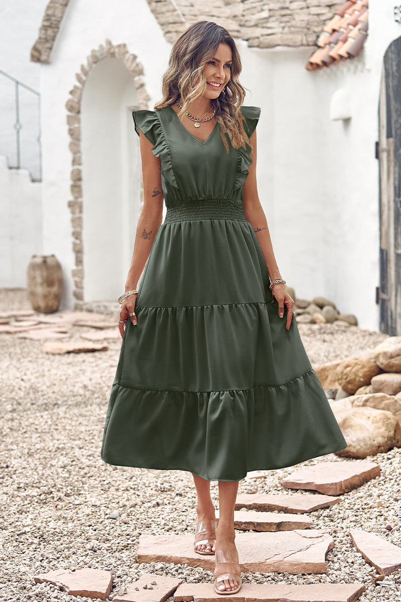 Sleeveless Tunic Tiered Flowy Midi Dress