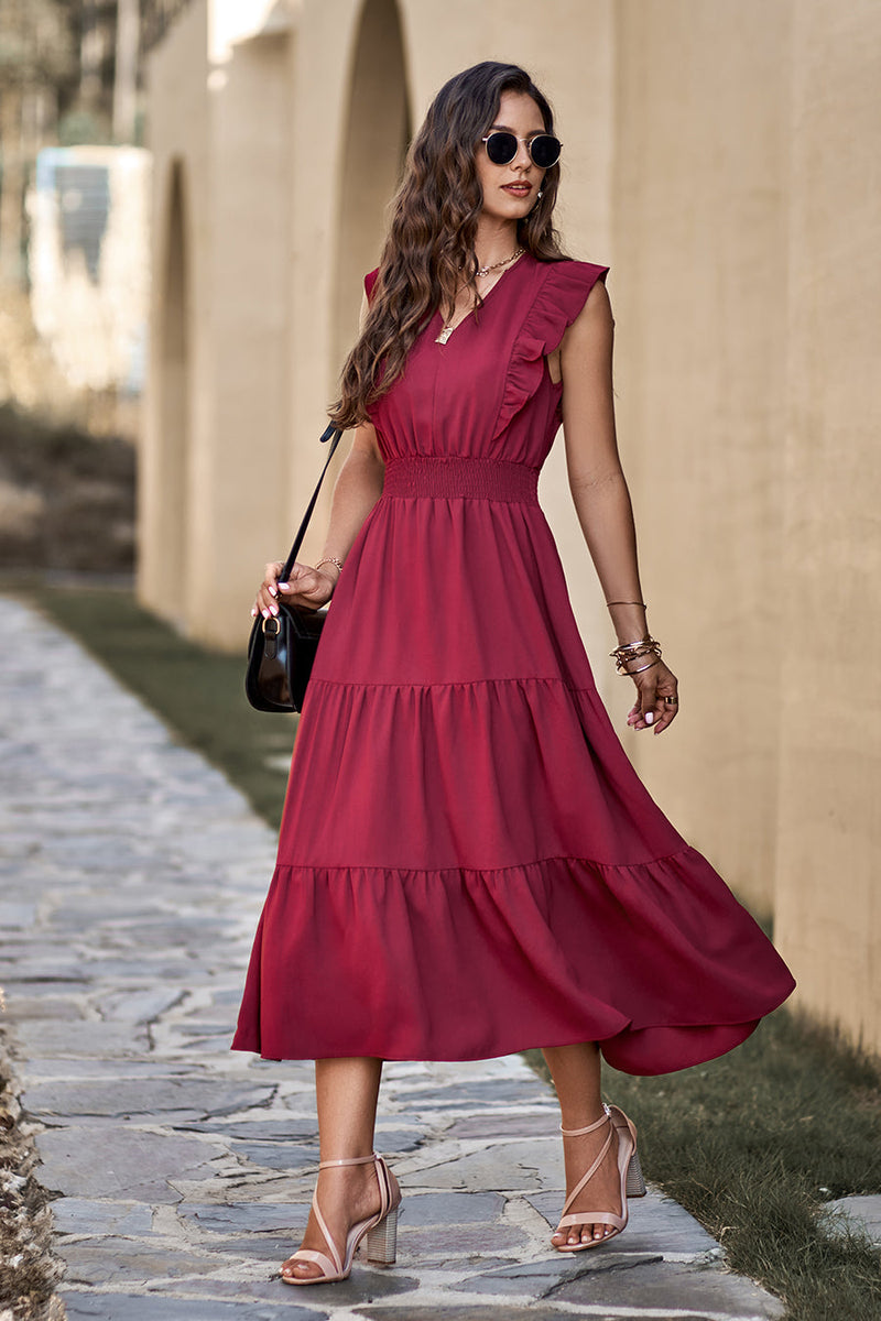 Sleeveless Tunic Tiered Flowy Midi Dress