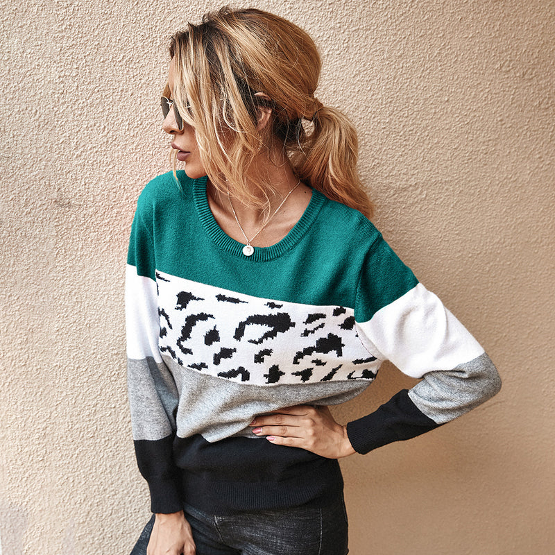 Round Neck Long Sleeve Knitted Pullover Tops