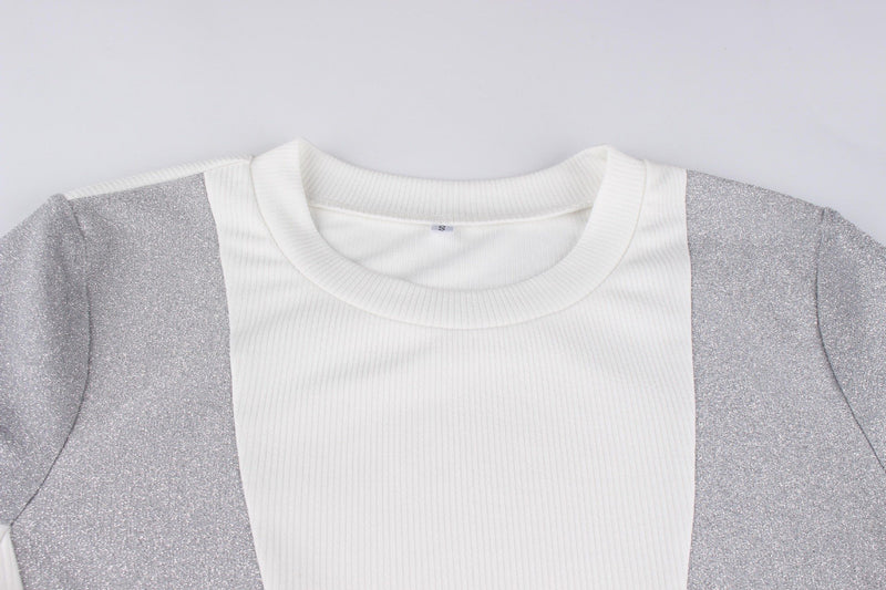 Long Sleeves Round Neck Stitching Top