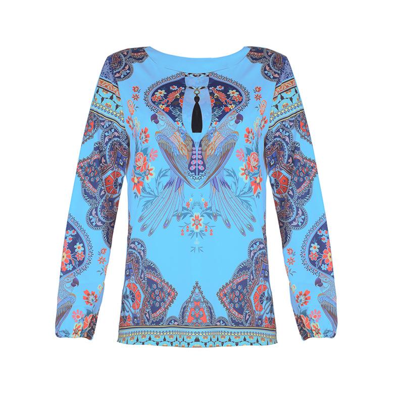 Floral Long Sleeve Round Neck T-shirt Top