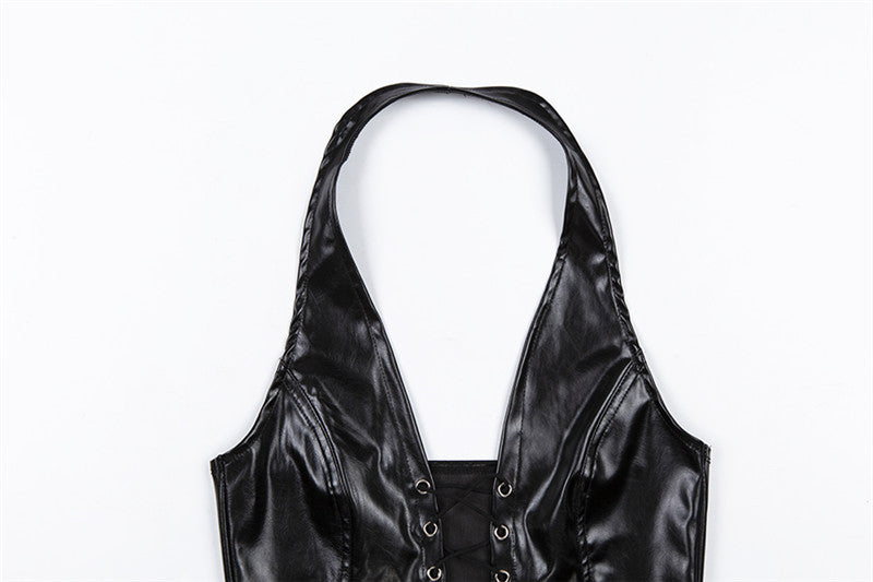 Tie Down Closure Sleeveless Vest Crop Top