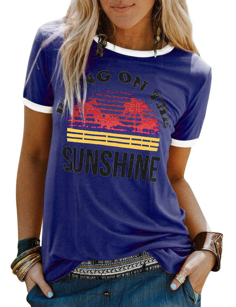 Short Sleeve Round Neck Printed Sunshine T-Shirt
