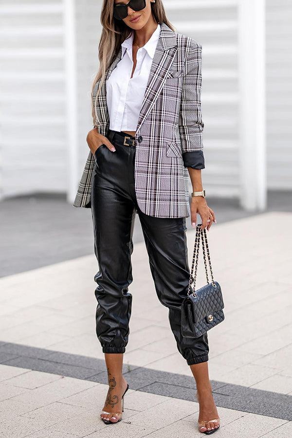 Rule The Day Plaid Lapel Blazer