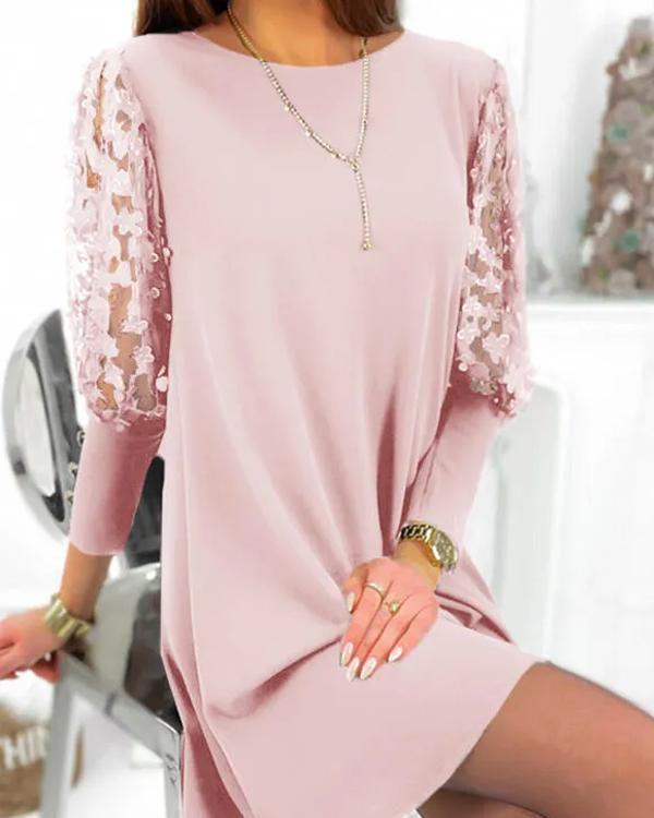 Lace Floral Sleeve Fashion Dress