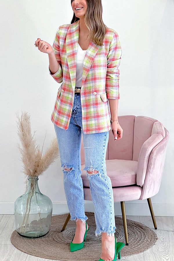 Sunrise In Your Eyes Multi Plaid Blazer