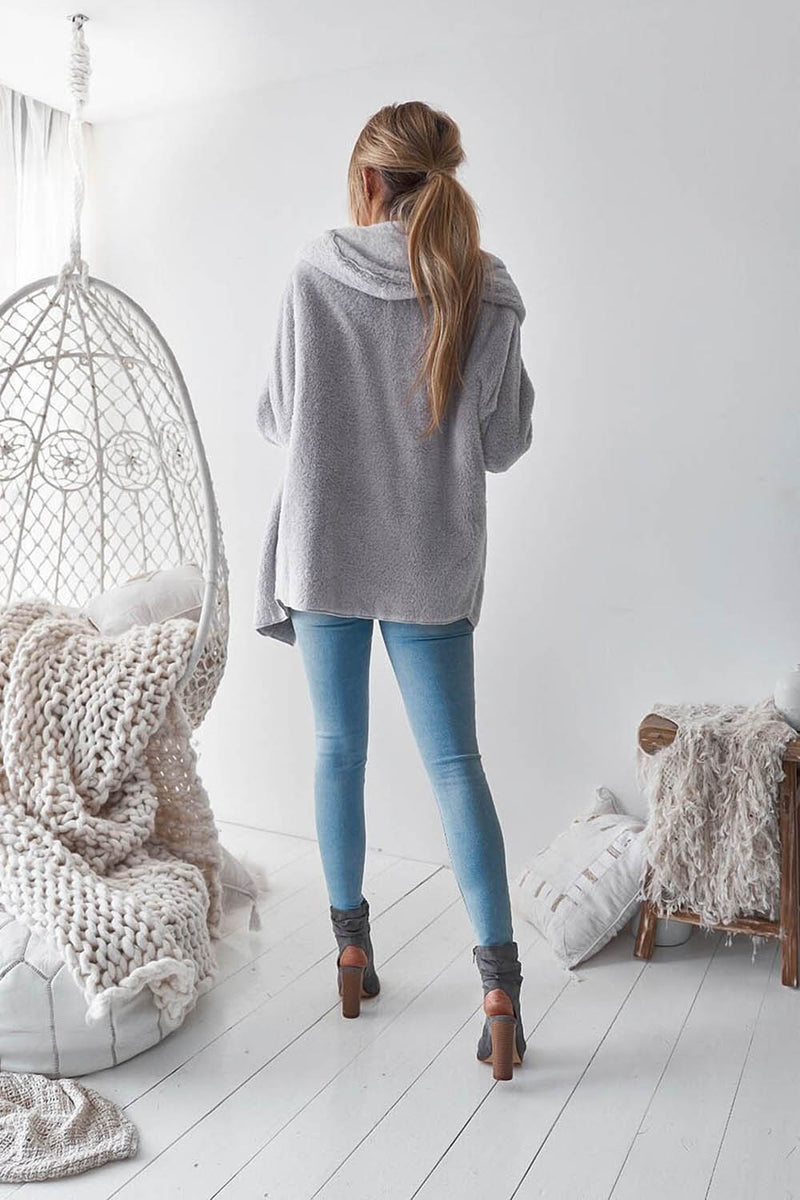 Long Sleeve Plain Hooded Sweater