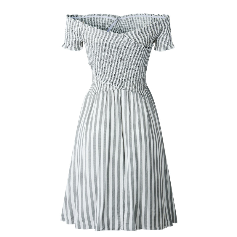 Women's Off Shoulder Stripe Dresses