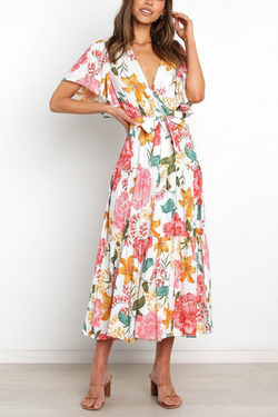 Sunshine Grace Floral Midi Dress
