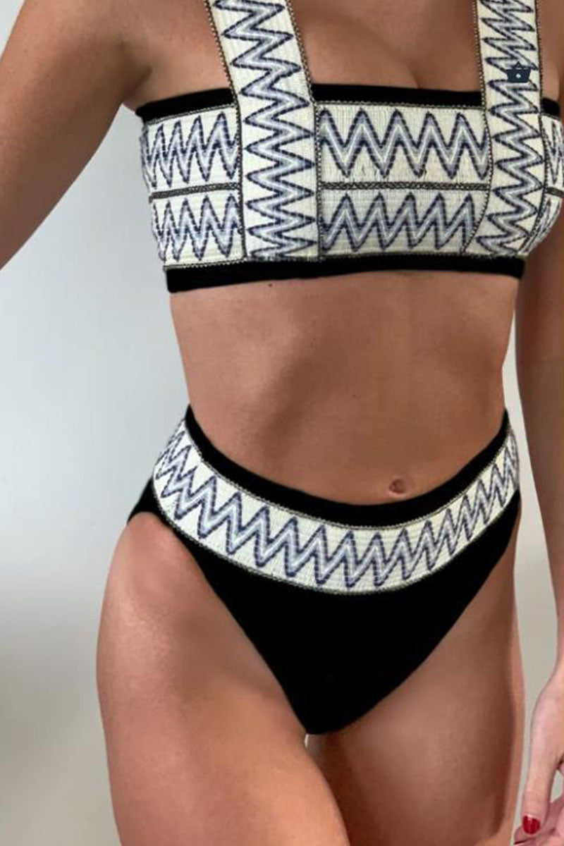 Fashion Simplicity Print Patchwork Swimwears