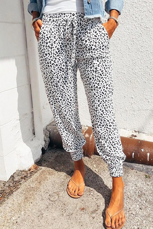 Casual Street Leopard Basic Loose Full Print Bottoms