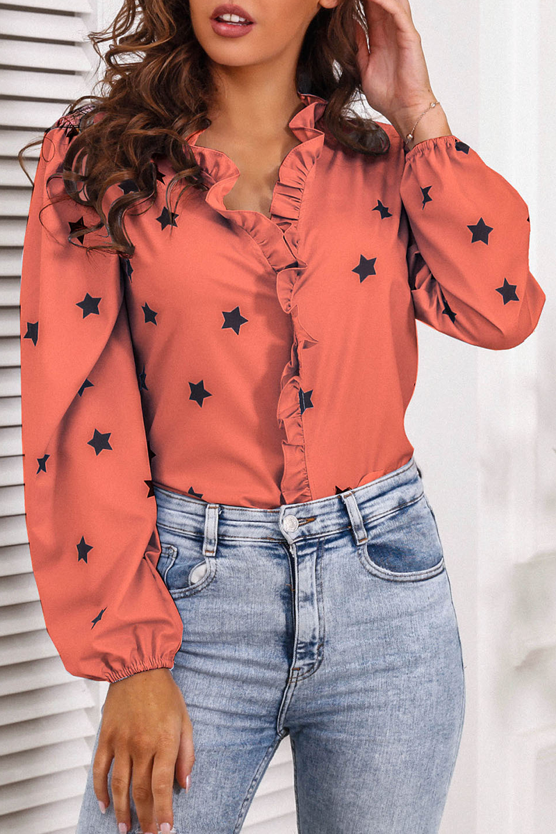 Casual Elegant The stars Split Joint Stringy Selvedge V Neck Tops