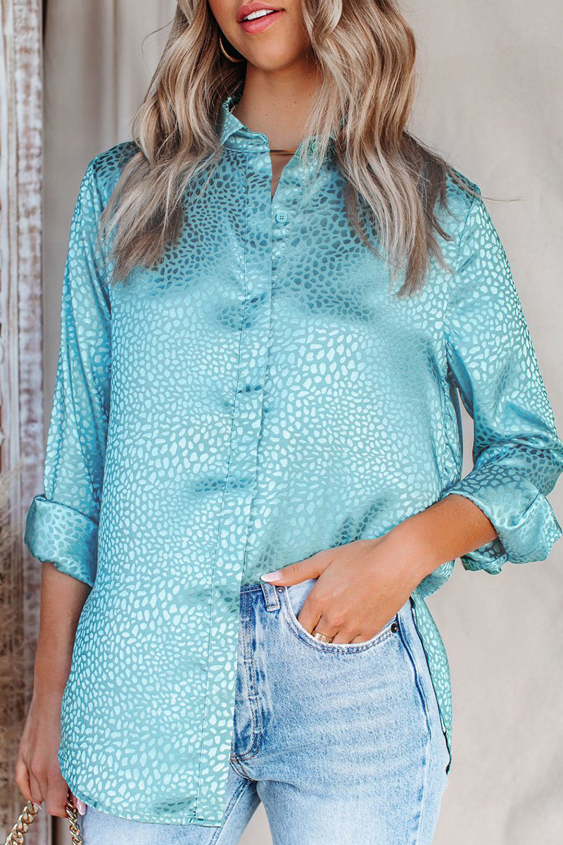 Casual Elegant Leopard Buckle Turndown Collar Tops