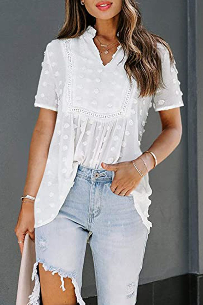 Casual Elegant Solid Split Joint V Neck Tops