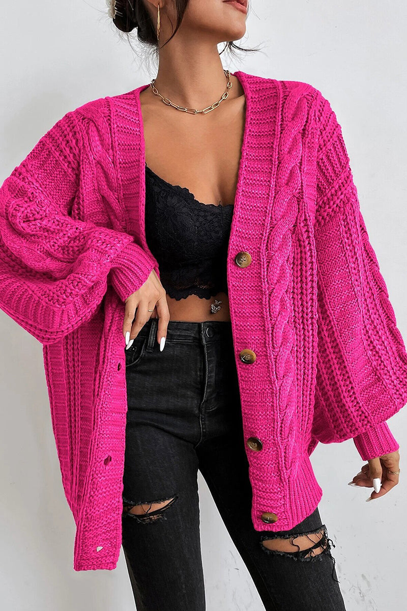 Button Front Cable Knit Cardigans