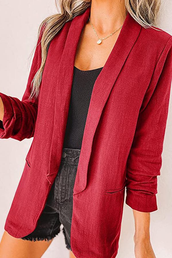 Casual Elegant Solid Patchwork Pocket Turndown Collar Outerwear