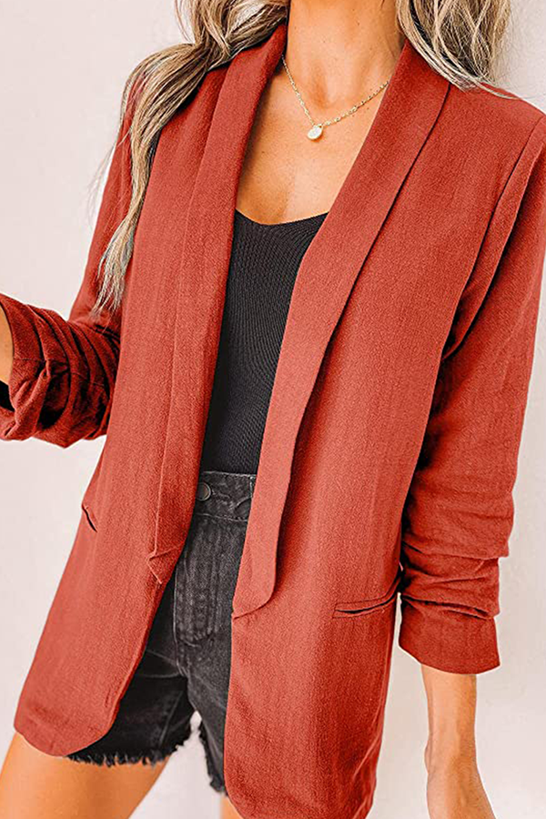 Casual Elegant Solid Patchwork Pocket Turndown Collar Outerwear