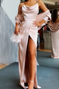 Fashion Elegant Solid Slit Fold Asymmetrical Collar Long Sleeve Two Pieces