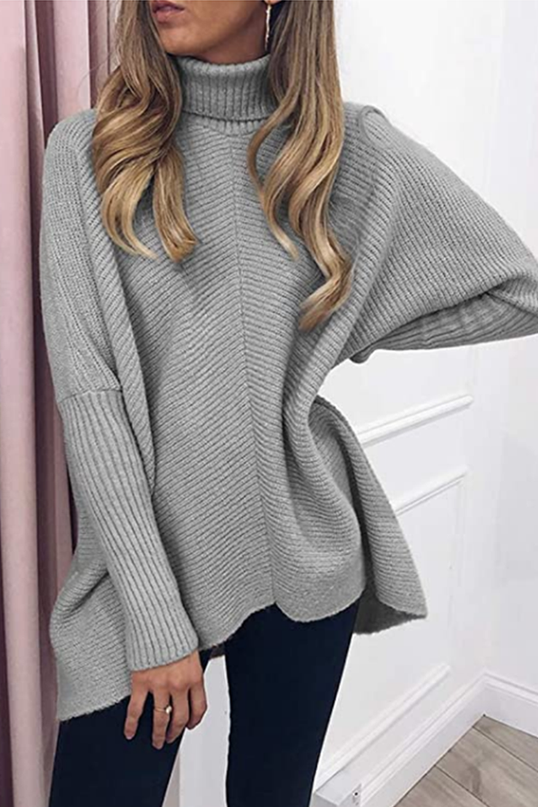 Casual Solid Split Joint Basic Turtleneck Tops Sweater（7 colors）
