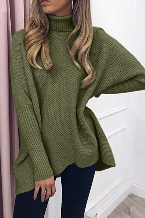 Casual Solid Split Joint Basic Turtleneck Tops Sweater（7 colors）