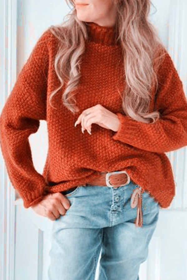 Casual Solid Split Joint Basic Half A Turtleneck Tops Sweater（4 colors）
