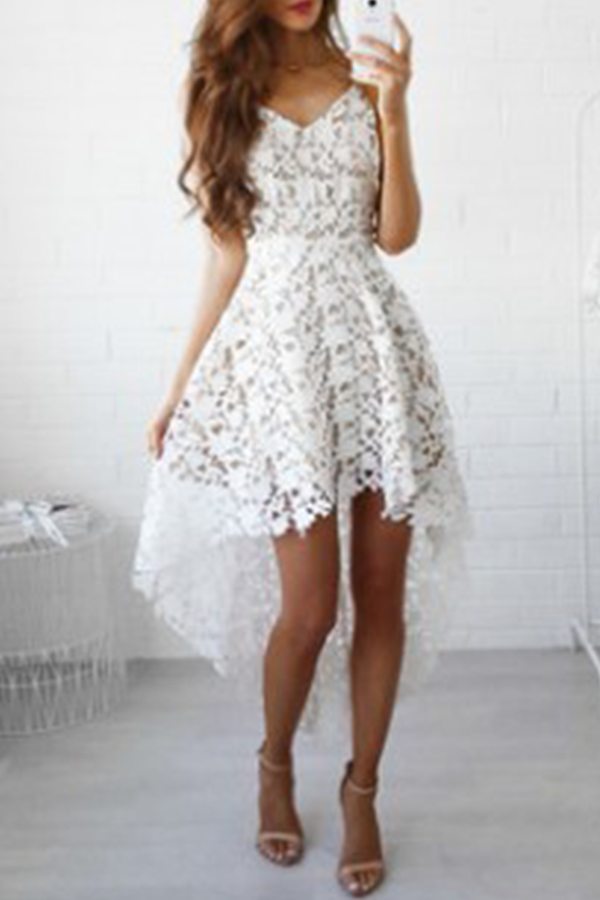 Fashion Elegant Lace Hollowed Out See-through V Neck Dress Dresses£¨3 colors£©