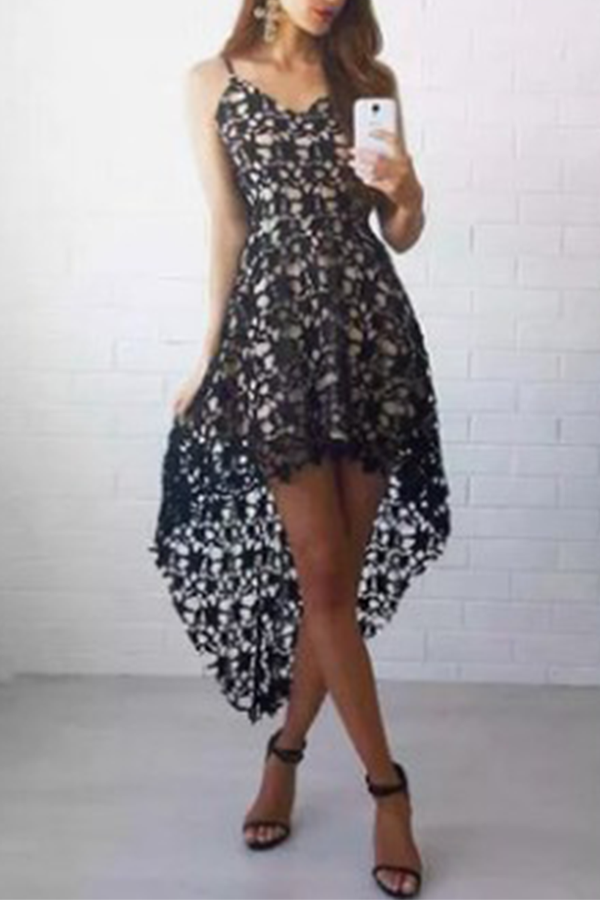 Fashion Elegant Lace Hollowed Out See-through V Neck Dress Dresses£¨3 colors£©