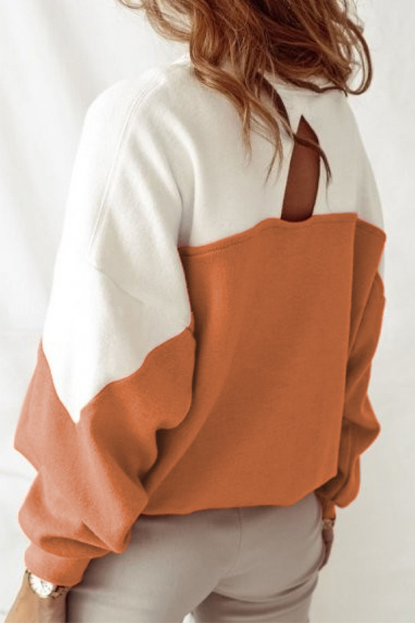 Casual Patchwork Hollowed Out Contrast O Neck Tops（3 colors）