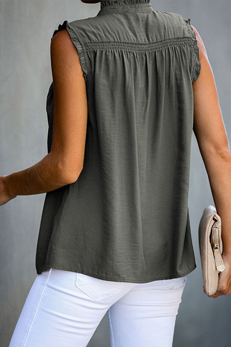 Casual Solid Split Joint V Neck Tops(4 colors)