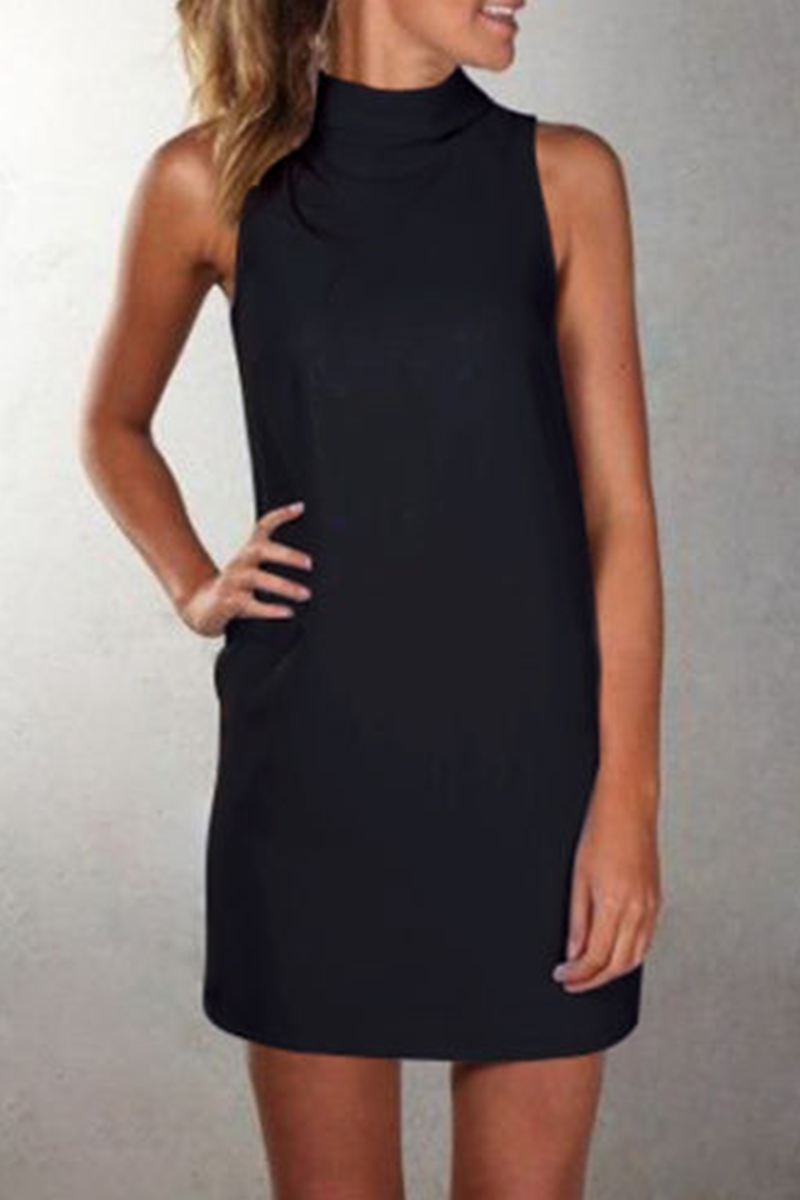 Casual Solid Split Joint Halter Straight Dresses